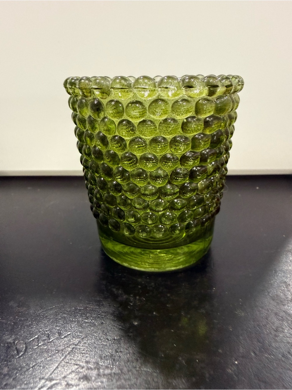 Vintage Green Hobnail Glass Candle Holder Votive Cup